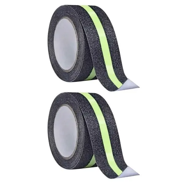 Kit 2 Fitas Adesivas Antiderrapantes SU-NOSA1 Refletivas Fluorescentes 5M para Degraus Preto AB Mídia Kit 2 Fitas Antiderrapantes SU-NOSA1 Refletivas 5M Degraus Preto AB Mídia