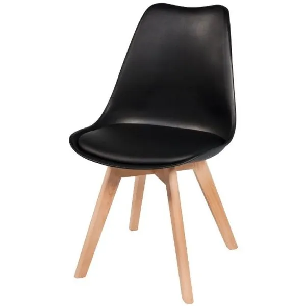 Cadeira Leda Preta - Charles Eames Wood com Almofada