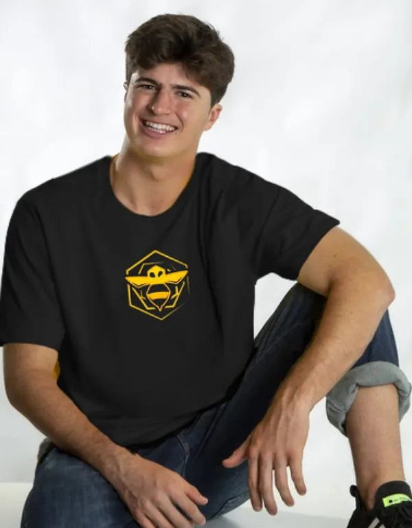 Camiseta Algodão Preta Manga Curta Natan Por Aí Abelha M / Preto