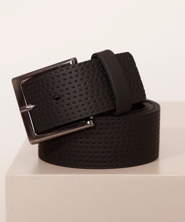 Cinto Masculino Texturizado com Fivela Quadrada Preto M