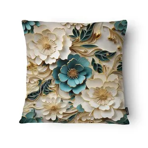 Capa Almofada Floresta Viva IA2427 Veludo Fundo Azul Perolado 43x43cm IA2427 - Tuti Gottô