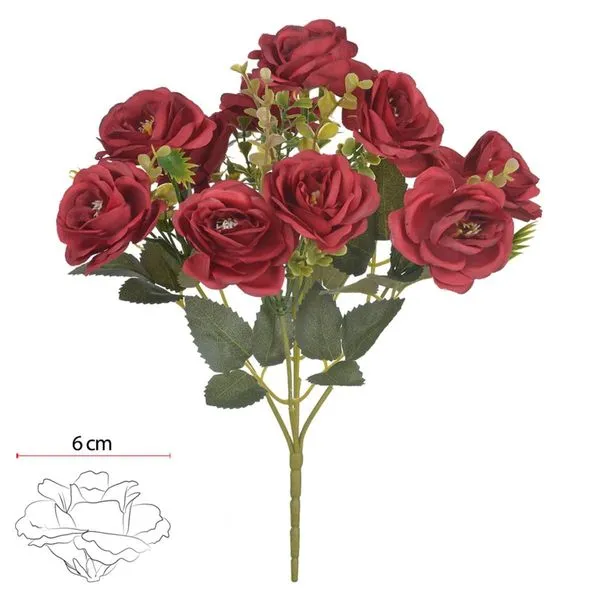 Buquê Rosa Artificial Florarte x10 28cm Marsala Outono (MP)