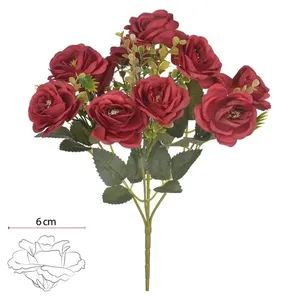Buquê Rosa Artificial Florarte x10 28cm Marsala Outono (MP)