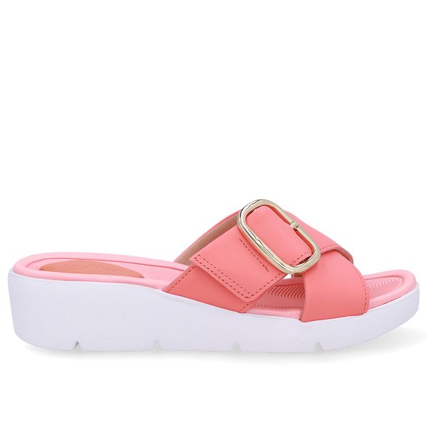 Tamanco Salto Plataforma Couro Laranja Fivela 37