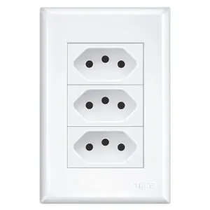 Tomada Fame Tripla 2P+T com Placa 10A/250V Evidence 3267 Branco (MP)