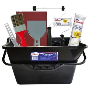 Kit de Pintura Profissional Pegue e Pinte 0.969 com 7 Peças Caçamba 11L e Acessórios Compel Kit de Pintura Pegue e Pinte 0.969 com 7 Peças Profissional para Paredes Compel