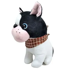 Cachorro Pelúcia Preto Branco 26 Cm Altura