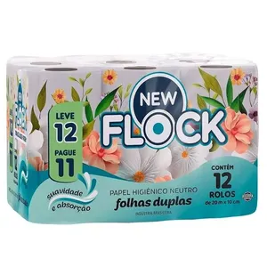 Papel Higiênico New Flock Premium Folha Dupla 20m 12 unidades