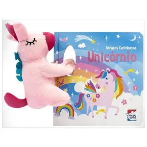 Livro com Pelúcia - Abraços Carinhosos - Unicórnio - Catavento