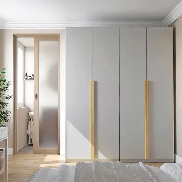 Guarda Roupa Casal Modulado 2 Peças 4 Portas Jade CabeCasa MadeiraMadeira Cinza Urbano