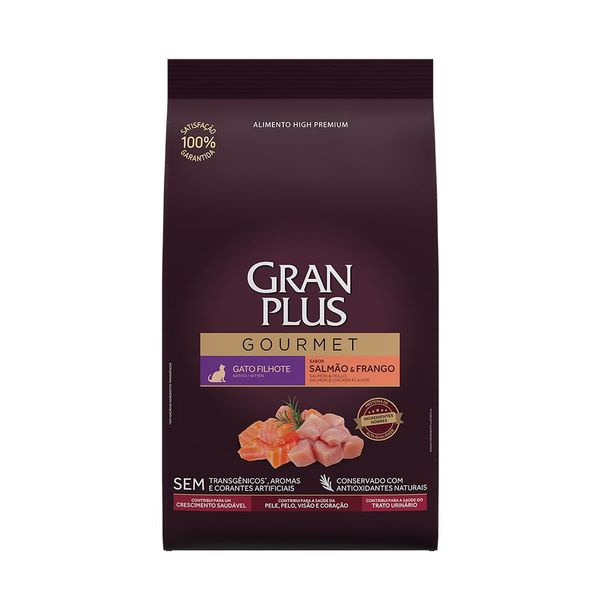 Ração GranPlus Gourmet Gatos Filhotes Salmão e Frango 3 kg