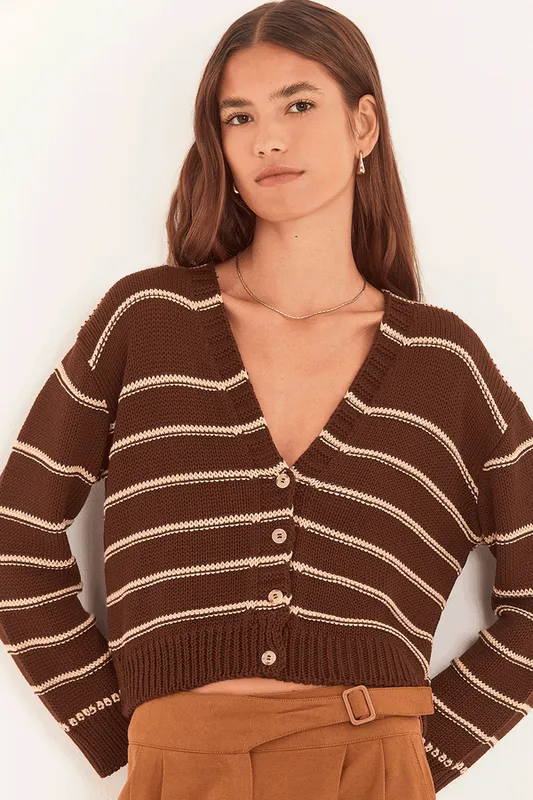 casaco tricot listra viviane TRUFA COM AREIA M