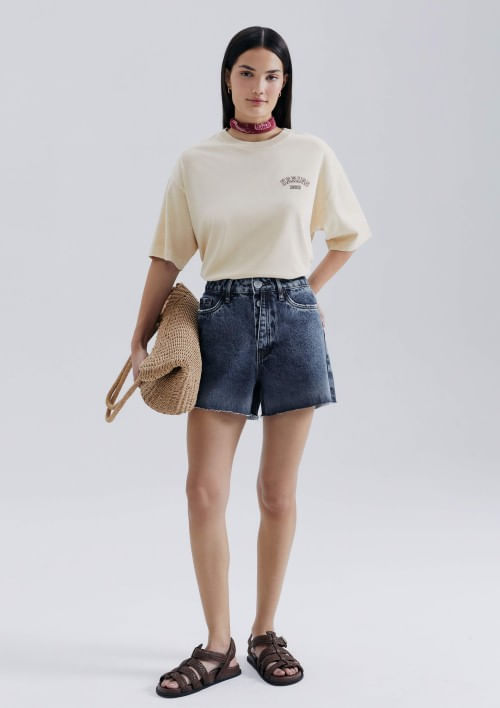 Shorts Jeans Feminino Barra A Fio - Azul 042
