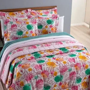 Kit Cobre Leito Amore Casal Padrão 3 Peças Percal 200 Fios 100% Algodão - Estampa Amore