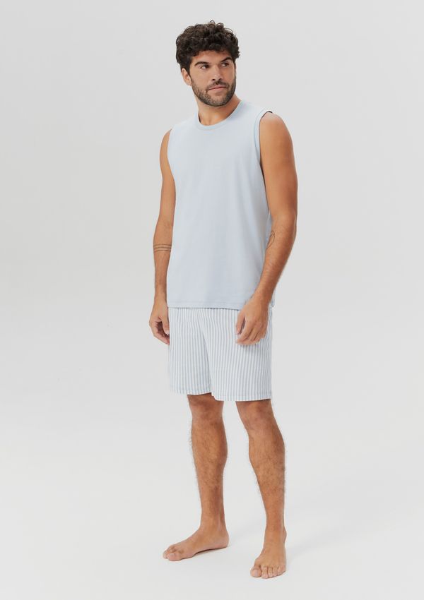 Pijama Curto Masculino Com Regata - Azul P