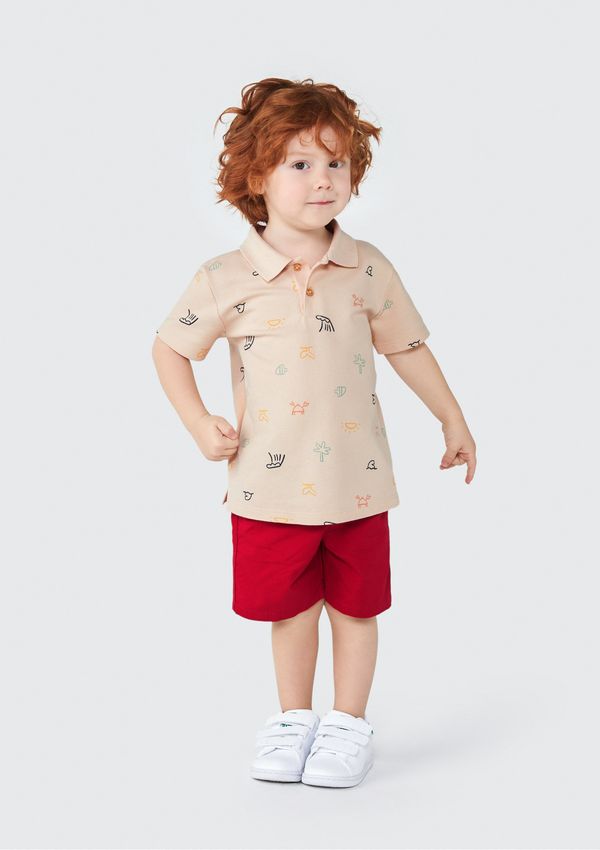 Bermuda Infantil Menino Toddler Chino Em Sarja - Vermelho 002