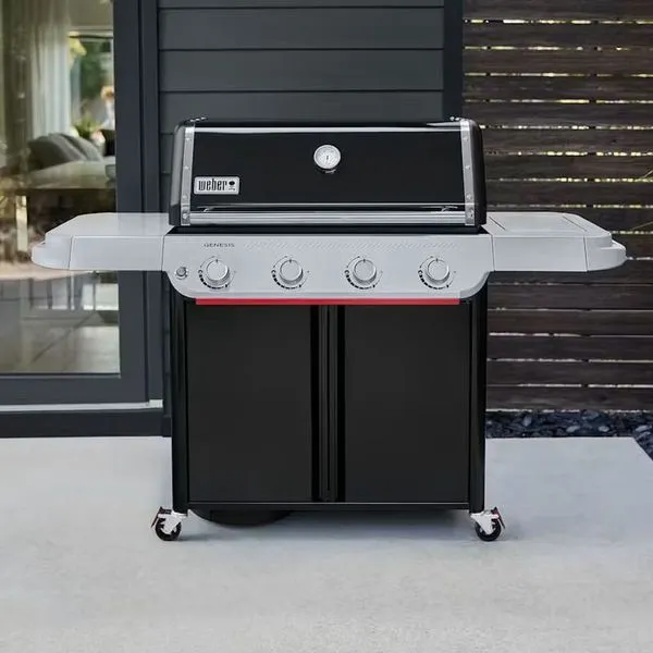 Churrasqueira a Gás Genesis E-415 Aço Inox com Acendimento Rápido e Controle de Temperatura Preta Weber Churrasqueira a Gás Genesis E-415 Aço Inox Acendimento Rápido Preta Weber