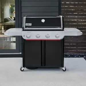Churrasqueira a Gás Genesis E-415 Aço Inox com Acendimento Rápido e Controle de Temperatura Preta Weber Churrasqueira a Gás Genesis E-415 Aço Inox Acendimento Rápido Preta Weber
