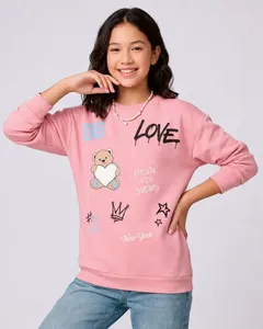 Blusão Moletom Juvenil com Estampa Urso Rosa 14