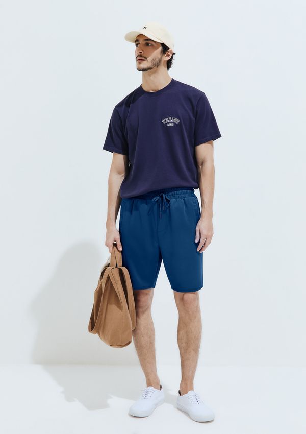 Bermuda Masculina Reta Recorte Lateral - Azul M