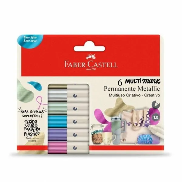Marcador Permanente Faber Castell Multimark Metal 6 Cores