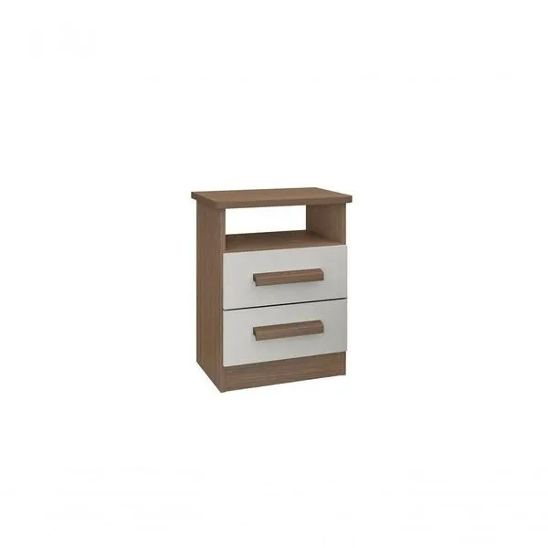 Mesa De Cabeceira Firenze 2 Gavetas Com Nicho - D Doro Castanho/off White