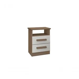 Mesa De Cabeceira Firenze 2 Gavetas Com Nicho - D Doro Castanho/off White