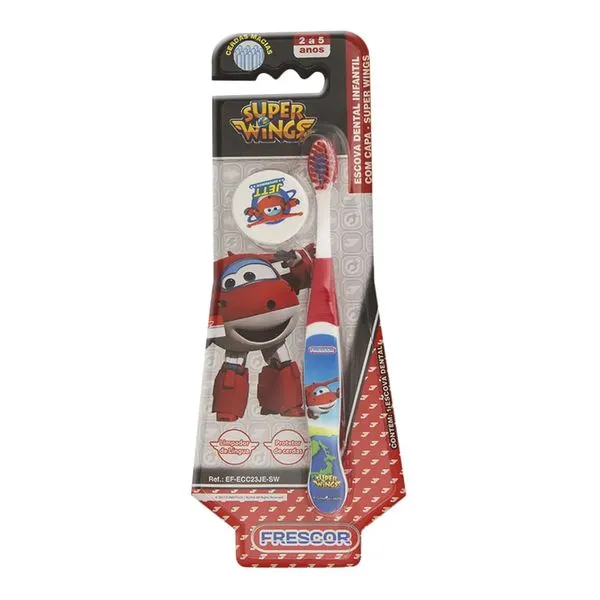 Escova Dental Infantil Super Wings Jett com Capa