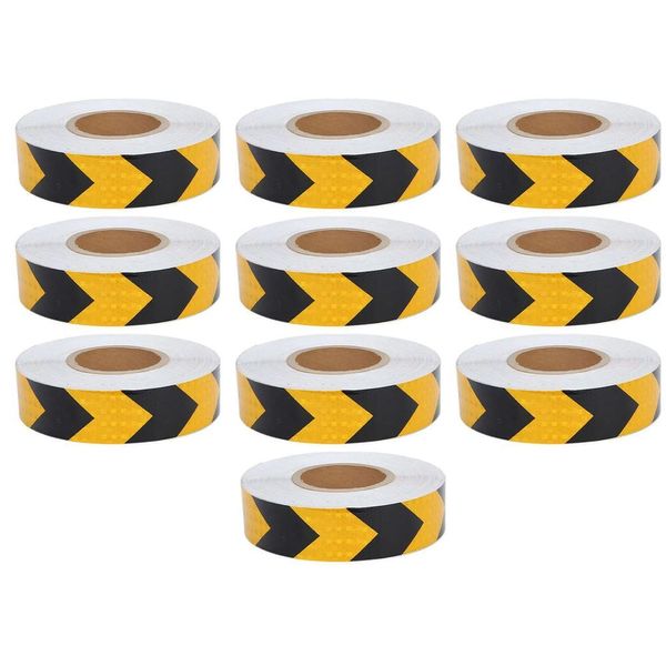 Kit 10 Faixas Refletivas Seta 25M Sinalização Segurança Viária Amarelo e Preto AB Mídia Kit 10 Faixas Refletivas Seta 25M Segurança Amarelo e Preto AB Mídia