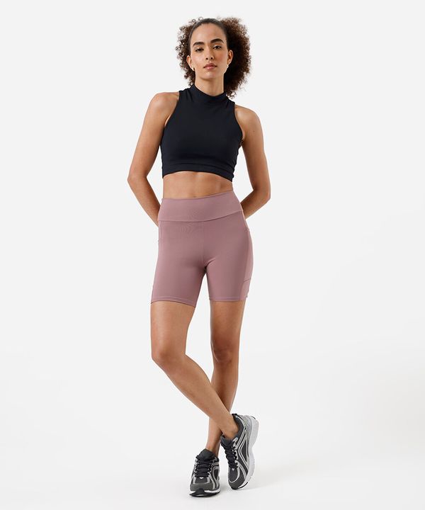 bermuda feminina esportiva com bolso rosa M