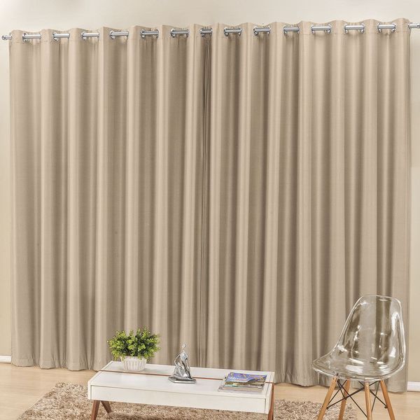 Cortina Madri para Varão Tecido Semi Blackout 3,00m x 2,50m Sala Quarto - Bege