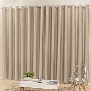 Cortina Madri para Varão Tecido Semi Blackout 4,00m x 2,50m Sala Quarto - Bege