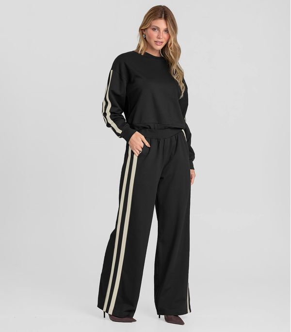 Calça Feminina Pantalona em Molecotton Dianna Preto M