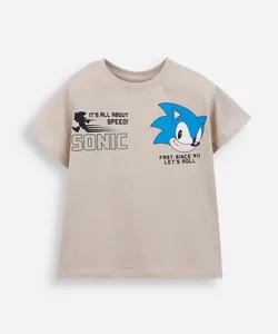 camiseta infantil de algodão sonic bege 1