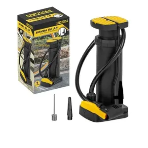 Bomba de Ar com Pedal e Adaptador Prática para Inflar Bolas Pneus e Brinquedos Preto e Amarelo Startools Bomba de Ar com Pedal e Adaptador Prática para Inflar com Conforto Preto e Amarelo Startools