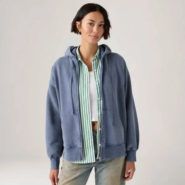 Moletom Levi's® Oversized com Zíper e Capuz Azul - M USA | M BR