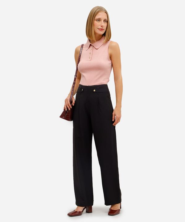calça wide leg feminina de viscose preta 42