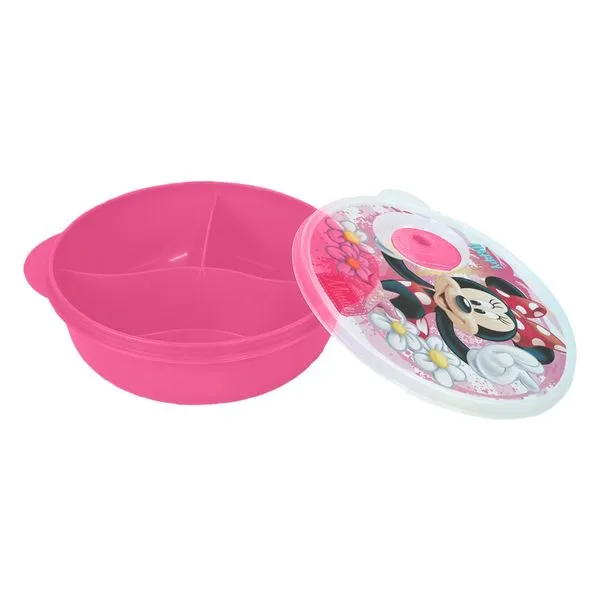 Prato Babygo Minnie com Divisões e Tampa para Microondas Decorado 1297