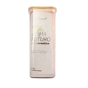 Pote Hermético Futuro 1450ml Plástico PET e Bambu 10x10x24,5cm LM4075FTO - honeyhome
