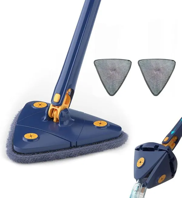 Mop giratório de 360 °, esfregão seco e úmido ajustável giratório de 360 graus, esfregão -C/ 2 Pads Microfibra