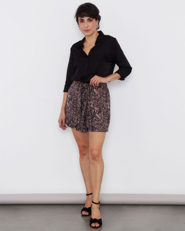 Short Feminino Berry & Co. Viscose Estampado Marrom GG