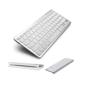Mini Teclado Bluetooth sem Fio para Tablet e Celular Slim Prata