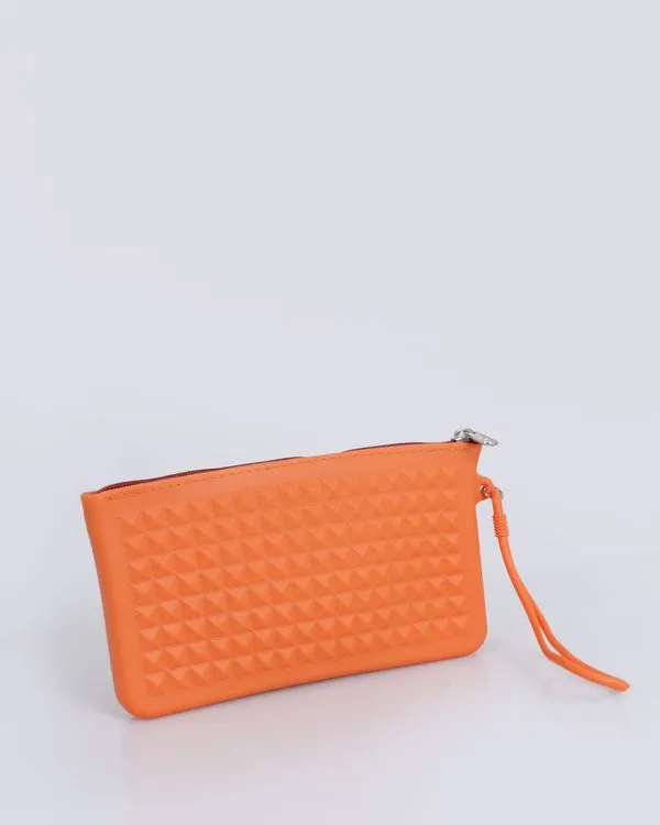 Carteira Mini Bag Sintética Texturizada Laranja Médio UN