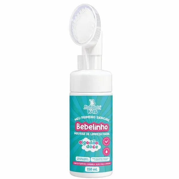 Mousse de Limpeza Facial Infantil Bebelinho Algodão Doce com Escova Massageadora 150ml Veendre Store Mousse de Limpeza Facial Infantil Bebelinho Algodão Doce 150ml para Pele Sensível Veendre Store