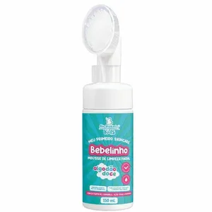 Mousse de Limpeza Facial Infantil Bebelinho Algodão Doce com Escova Massageadora 150ml Veendre Store Mousse de Limpeza Facial Infantil Bebelinho Algodão Doce 150ml para Pele Sensível Veendre Store