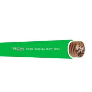 Fio Cabo Flexível 750V 10mm RCM para Instalações Elétricas Alta Flexibilidade Verde RCM Cabos Elétricos Fio Cabo Flexível 750V 10mm RCM para Uso Residencial e Industrial Verde RCM Cabos Elétricos