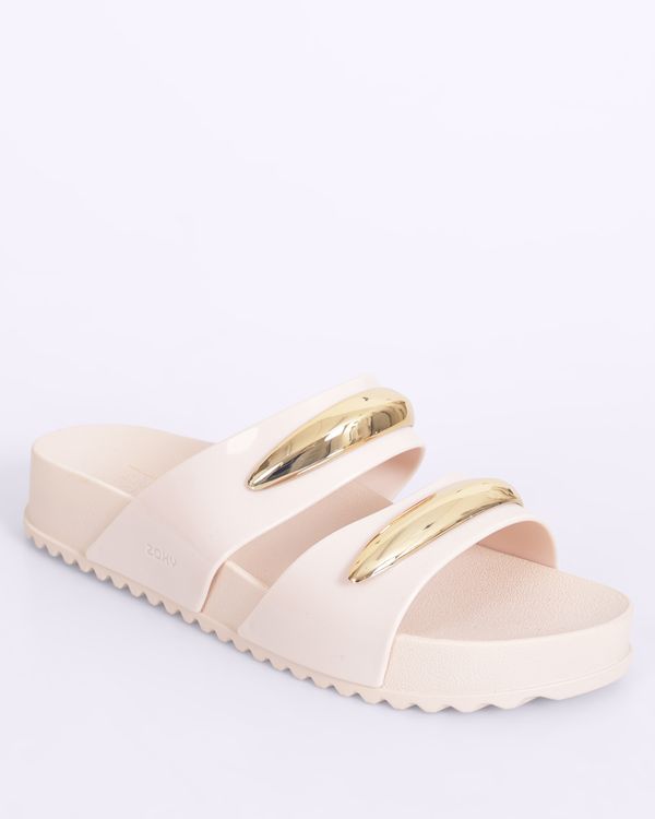 Sandália Feminina Flatform Zaxy com Detalhe Bege 35