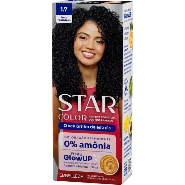 Tinta de Cabelo STAR COLOR Sem Amônia Preto Misterioso 1.7