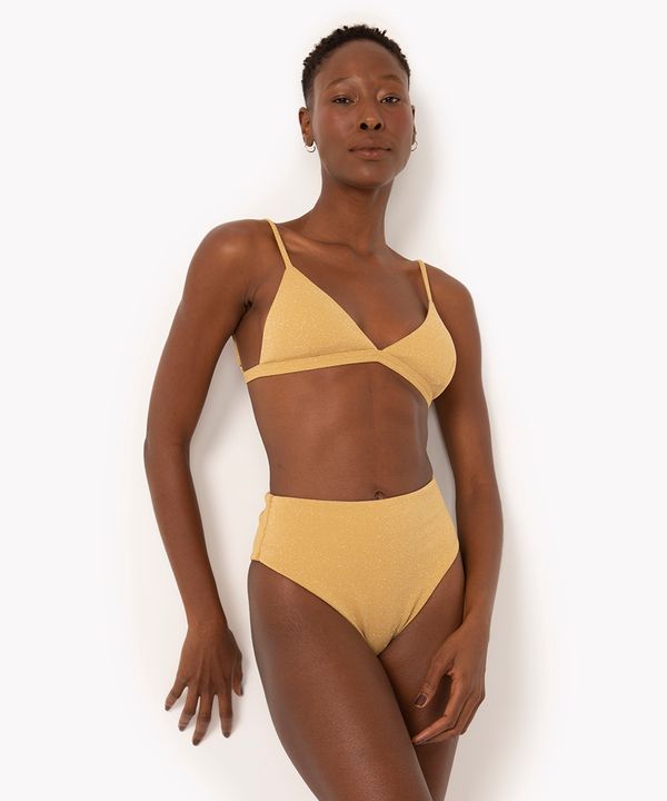 biquíni calcinha tanga hot pants com proteção uv50 dourado PP