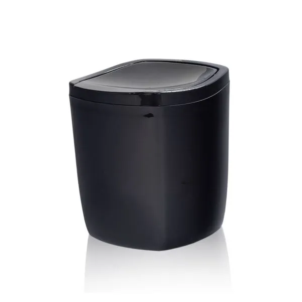 Lixeira de Banheiro Com Tampa Click Plástico Preto 7 Litros 72612 - Top Line